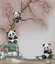 Фотообои для детской комнаты Панды фреска